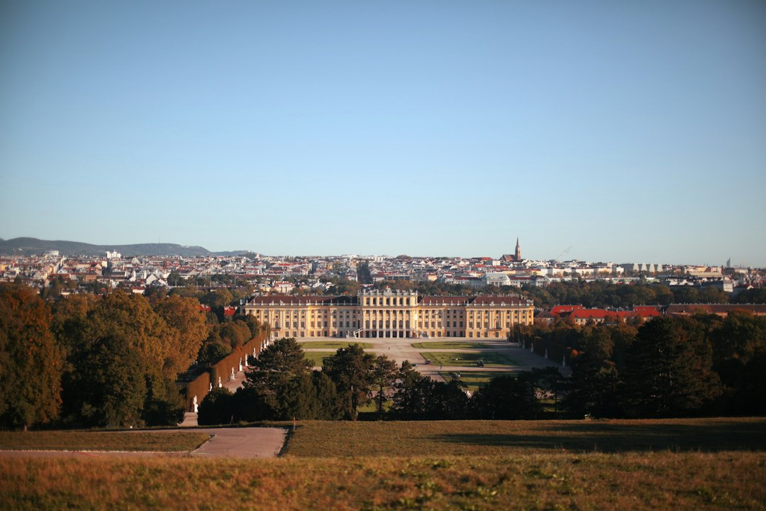 Schönbrunn Palace garden in Vienna during autumn